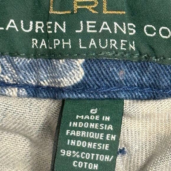 Lauren Ralph Lauren Stretch Cotton Floral Blue Jeans Mid Rise Straight Leg sz 6 - Picture 16 of 16